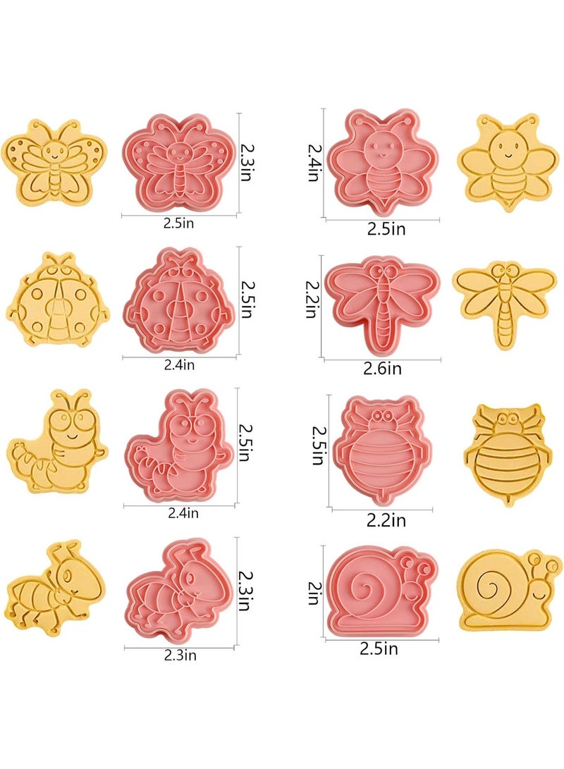 Insect Cookie Cutters Set, 8 Pcs Cookie Cutter with Plunger Stamps, Cute Cookie Cutters for DIY Biscuit Snacks Cheese Baking - Image 2